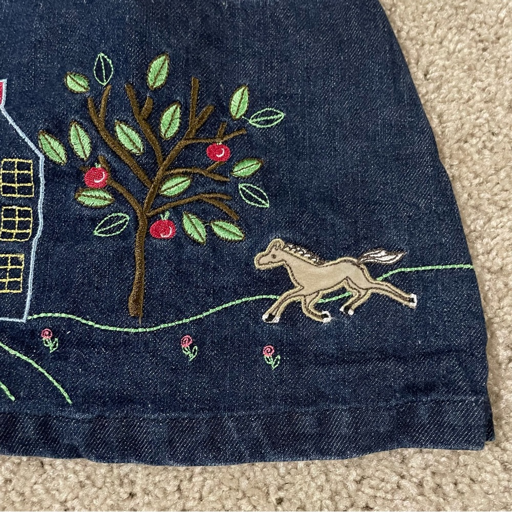 Lands End Girls Denim Embroidered Skirt 2T - Picture 2 of 5
